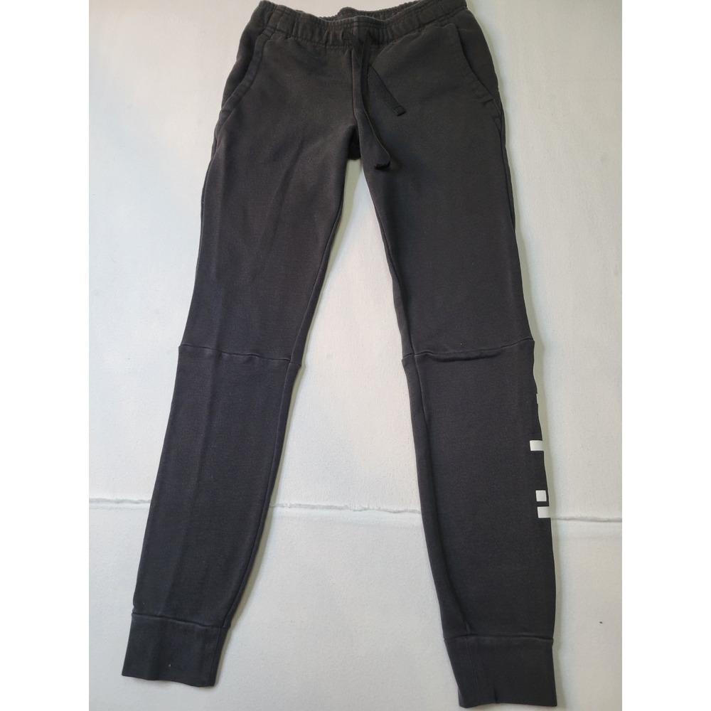 Adidas Mens Small Black Fleece Joggers Tapered Sweatpants Big Logo Graphic